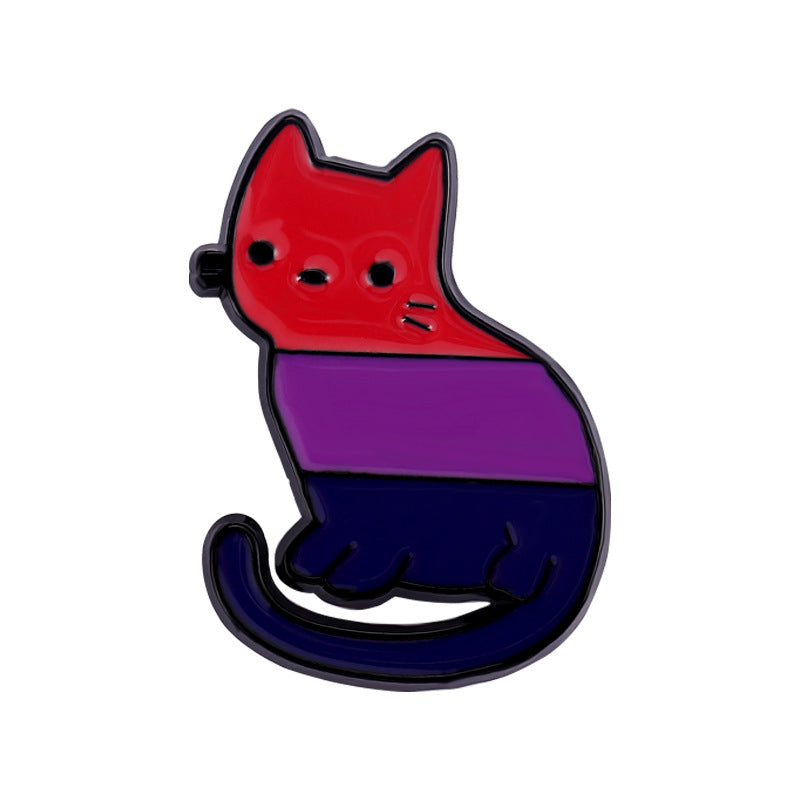 Cartoon de aleación al por mayor lindo gato negro pato lgbt arcoirbow broche
